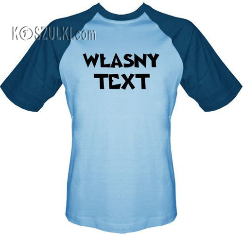 t-shirt Baseball dowolny tekst- jasnoniebieski-granat